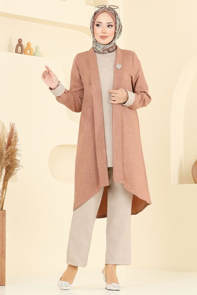 H.B.S. - Asimetrik Kesim Üçlü Takım 3129HBS856-MS Latte&Taş - 379795