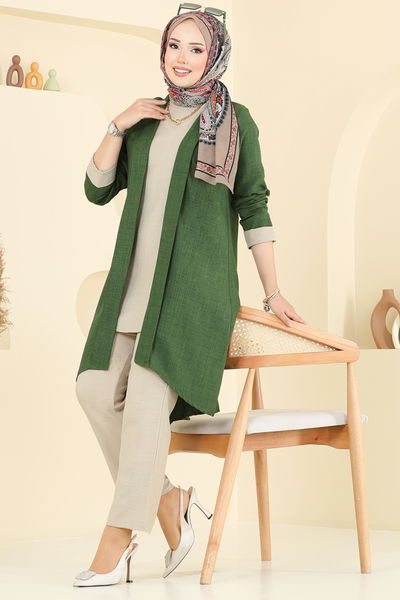 H.B.S. - Asimetrik Kesim Üçlü Takım 3129HBS856-MS Yeşil&Taş - 379779