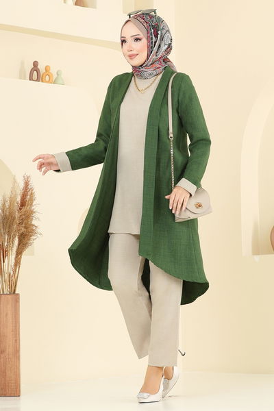 H.B.S. - Asimetrik Kesim Üçlü Takım 3129HBS856-MS Yeşil&Taş - 379784