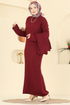 Atkı Detaylı Triko Elbise 2776AYD574-MS Bordo - Thumbnail