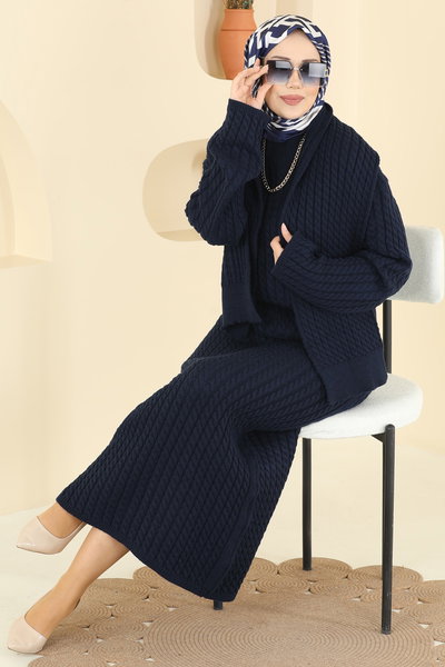 A.Y.D. - Atkı Detaylı Triko Elbise 2776AYD574-MS Laci - 420962