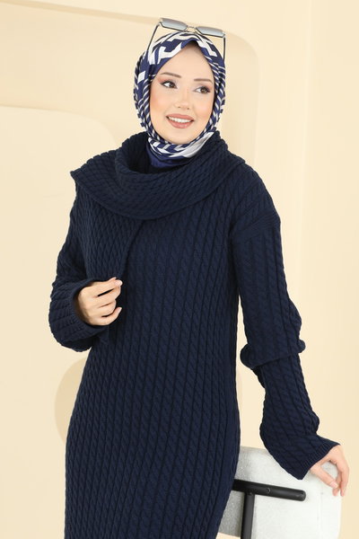 A.Y.D. - Atkı Detaylı Triko Elbise 2776AYD574-MS Laci - 420963