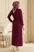 Bağcık Detaylı Sandy Elbise 1934ZNN894-M Bordo - Thumbnail