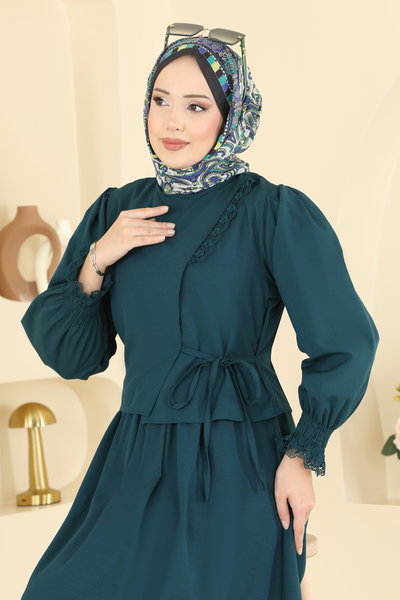 A.S.N. - Bağcıklı Dantel Detaylı Takım 324ASN888-MS Petrol - 429032