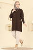 Baklava Desen Merserize Tunik 3288UZ662-MS Kahve - Thumbnail