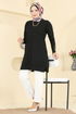 Baklava Desen Merserize Tunik 3288UZ662-MS Siyah - Thumbnail