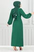 Balloon Sleeves Hijab Evening dress 5527END900-M Open Emerald - Thumbnail