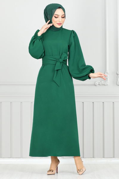MRV E.N.D. - Balloon Sleeves Hijab Evening dress 5527END900-M Open Emerald - 351406