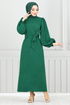 Balloon Sleeves Hijab Evening dress 5527END900-M Open Emerald - Thumbnail