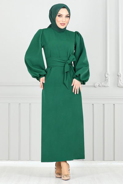 MRV E.N.D. - Balloon Sleeves Hijab Evening dress 5527END900-M Open Emerald - 351407