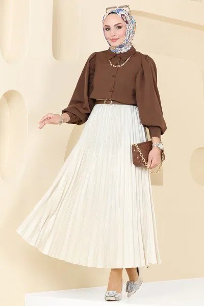 K.T.R. - Balon Kollu Gömlek 3025KTR750-MS Kahve