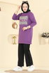 Baskı Detaylı Spor Takım 8050UZ662-MS Lila&Siyah - Thumbnail