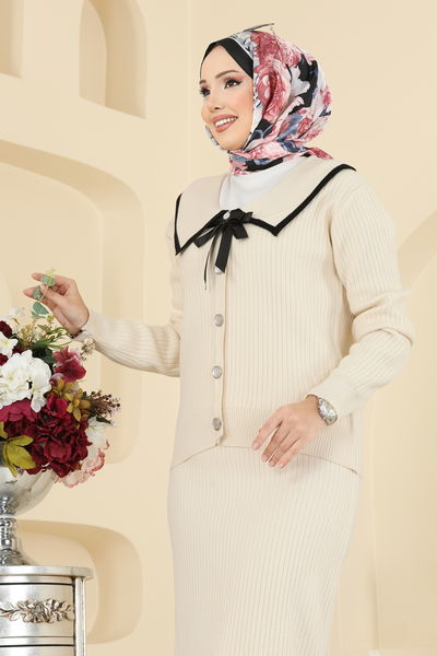 M.T. - Bebe Yaka Triko Takım 1434MT581-MS Taş - 413238