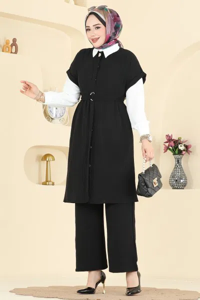 H.B.S. - Belden Bağcıklı Gömlek Takım 3274HBS856-MS Siyah