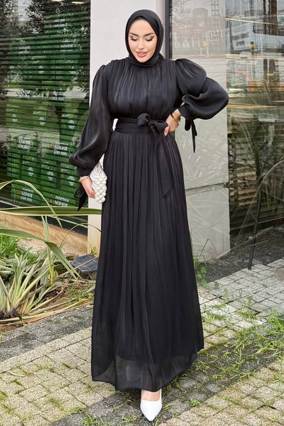 A.L.G.K. - Belden Bağlamalı Şık Abiye 4604ALGK1170-MS Siyah - 428736