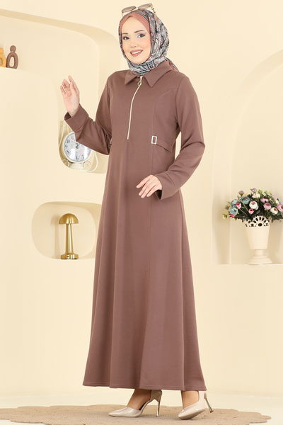 P.L. - Belden Toka Detaylı Elbise PL9216-MS Pudra Vizyon - 428725