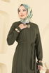 Beli Bağcık Detaylı Elbise 004MT581-MS Haki - Thumbnail