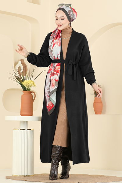 K.L.B. - Beli Bağcık Detaylı Hırka 8090KLB1050-MS Siyah - 412812