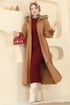 Beli Bağcıklı Kaşe Kaban 6265BSK463-MS Camel - Thumbnail