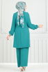 Beli Bağcıklı Tesettür Takım 3004BM387-MS Açık Petrol - Thumbnail