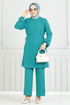 Beli Bağcıklı Tesettür Takım 3004BM387-MS Açık Petrol - Thumbnail