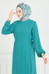 Beli Bağcıklı Tesettür Takım 3004BM387-MS Açık Petrol - Thumbnail