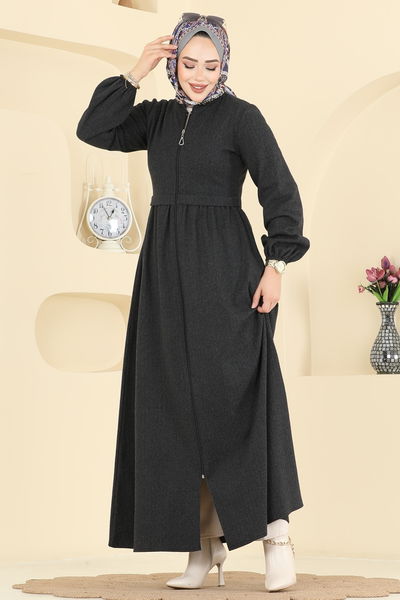 U.K.B.K. - Beli Dikişli Balıksırtı Ferace 24083UKBK1160-MS Antrasit - 417420