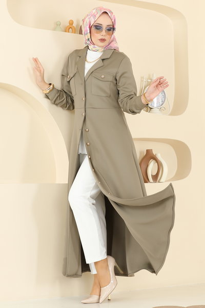 S.L. - Beli Dikişli Scuba Elbise 2772SL432-MS Çağla - 419215