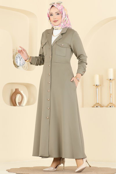 S.L. - Beli Dikişli Scuba Elbise 2772SL432-MS Çağla - 419217