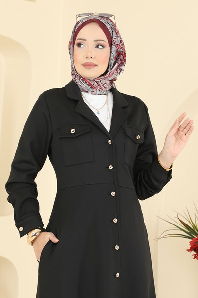 S.L. - Beli Dikişli Scuba Elbise 2772SL432-MS Siyah - 419213