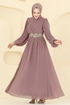 Beli Güpürlü Şifon Abiye 8115AB368-MS Pudra Vizyon - Thumbnail