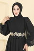 Beli Güpürlü Şifon Abiye 8115AB368-MS Siyah - Thumbnail