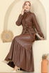 Beli Kemerli Deri Elbise 5285AL357-MS Taba - Thumbnail