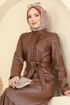 Beli Kemerli Deri Elbise 5285AL357-MS Taba - Thumbnail