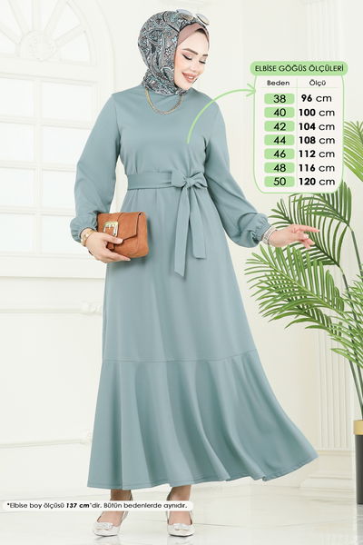 U.K.B. - Beli Kemerli Mira Elbise 23028UKB139-MS Mint - 386744
