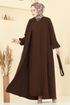 Beli Kuşaklı Elbise Takım 0347BG354-MS Kahve - Thumbnail