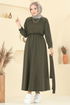 Beli Kuşaklı İki İp Elbise PL2828-MS Haki - Thumbnail