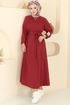 Beli Kuşaklı İki İp Elbise PL2828-MS Kırmızı - Thumbnail