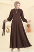 Beli Kuşaklı Krep Elbise 23031UKB139-MS Kahve - Thumbnail
