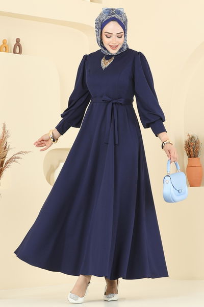 U.K.B. - Beli Kuşaklı Krep Elbise 23031UKB139-MS Laci - 394916