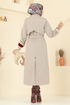 Beli Kuşaklı Trençkot 2516MSA980-MS Taş - Thumbnail