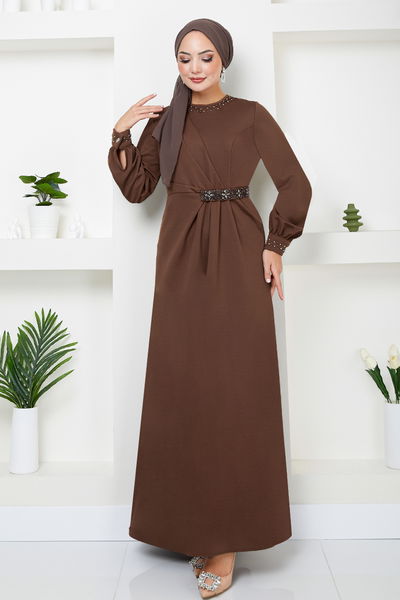 MRV S.L. - Béli La Pierre Brodé Robe de soirée 5027SL890-L Café - 344294