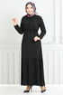 Beli Laced Up Hijab Dress 779ASE1099-M Black - Thumbnail
