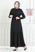 Beli Laced Up Hijab Dress 779ASE1099-M Black - Thumbnail