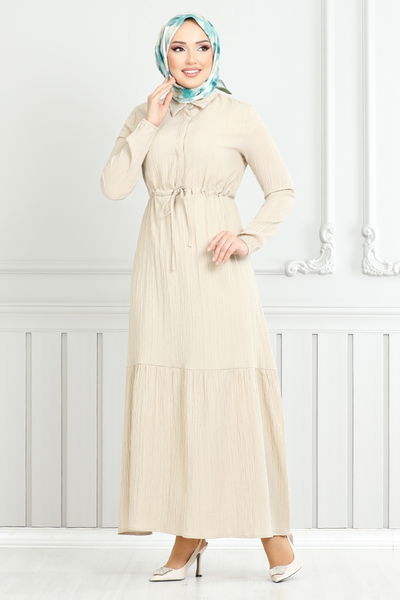 MRV A.S.E. - Beli Laced Up Hijab Dress 779ASE1099-M The Stone - 351585