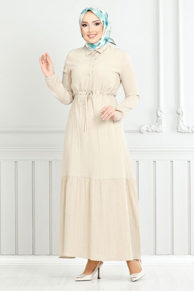 MRV A.S.E. - Beli Laced Up Hijab Dress 779ASE1099-M The Stone - 351586