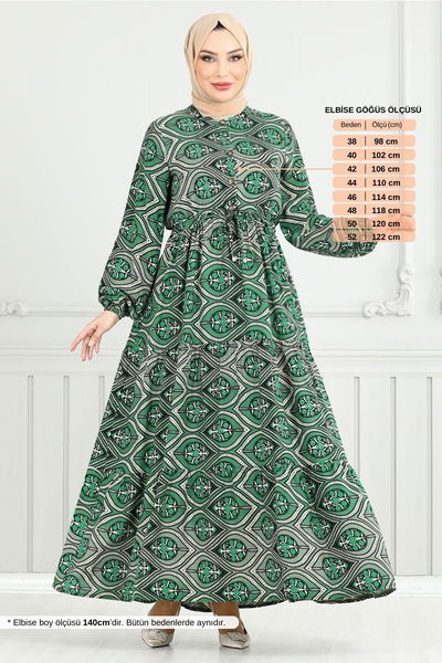MRV B.G.S. - Beli Laced Up Patterned Dress 1137BGS895-M Emerald - 353112