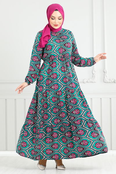 MRV B.G.S. - Beli Laced Up Patterned Dress 1137BGS895-M Oil - 352124