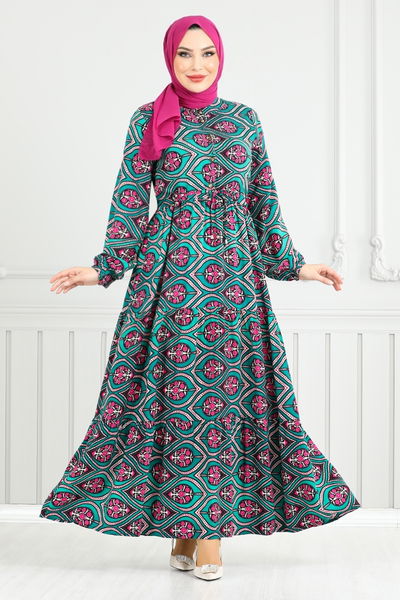 MRV B.G.S. - Beli Laced Up Patterned Dress 1137BGS895-M Oil - 352125