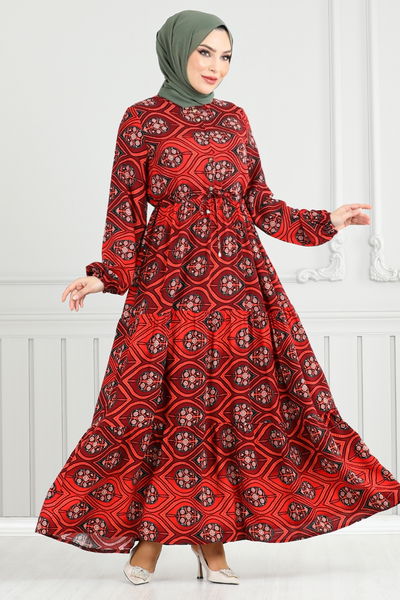 MRV B.G.S. - Beli Laced Up Patterned Dress 1137BGS895-M Tile - 352115